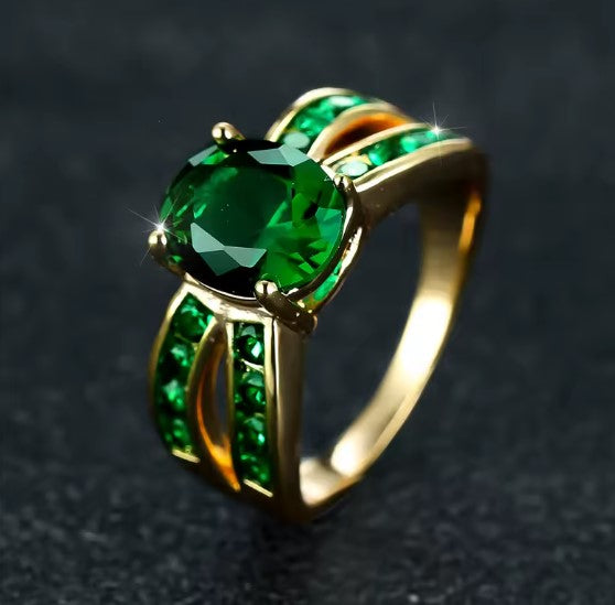 Crystal Green Zircon Gold Ring