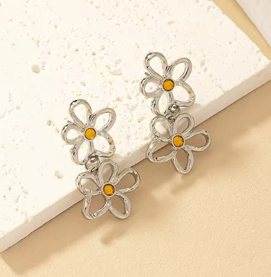Classic Flower Stud Silver Earrings