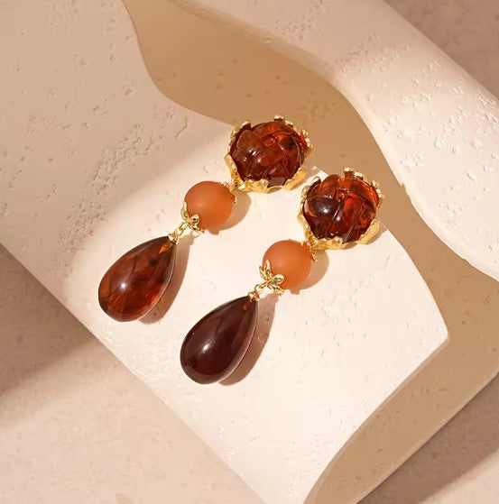 Vintage Elegant Acrylic Water Drop Earrings