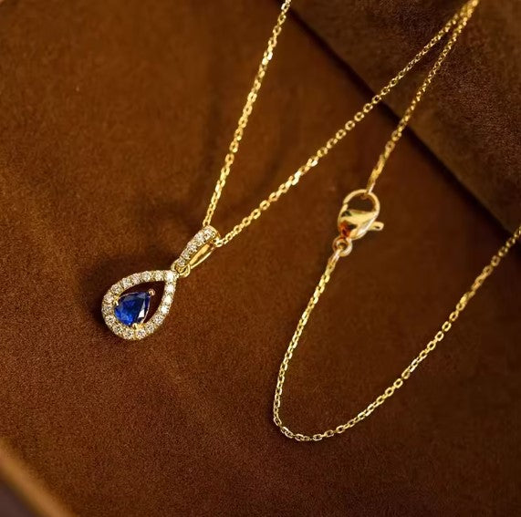 Elegant Blue Zirconia Pendant Necklace