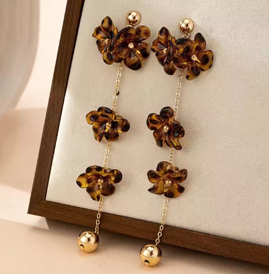 Vintage Leopard Print Flowers Earrings