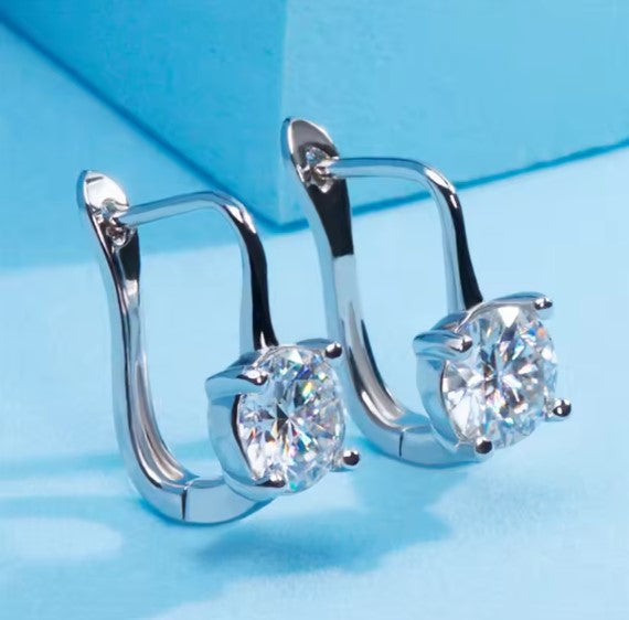 Classic Crystal Hoop Silver Earrings