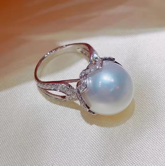 Elegant Crystal Simulated Pearl Ring