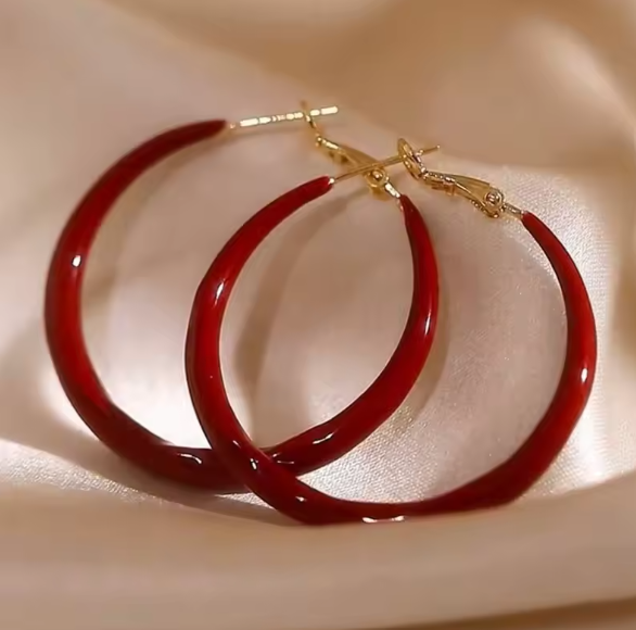 Exquisite Fashion Wild Big Red Circle Earrings