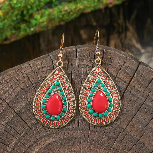 Vintage Boheme Tangerine Teardrops Earrings