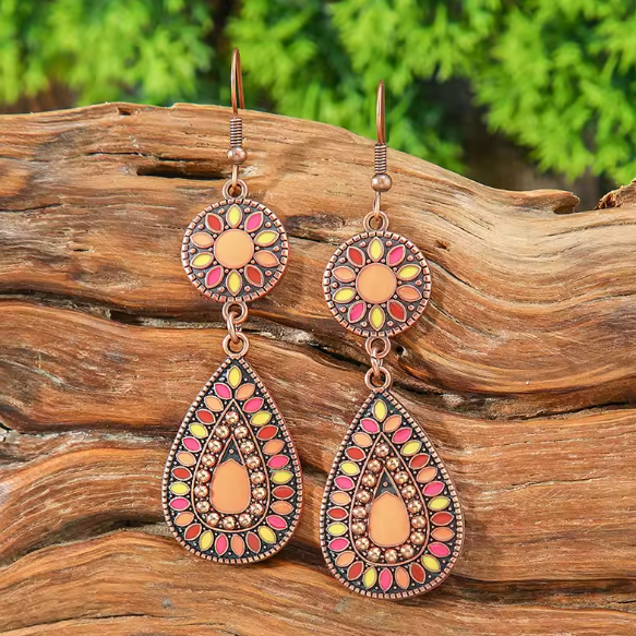 Amber Sunflare Boho Drops Earrings
