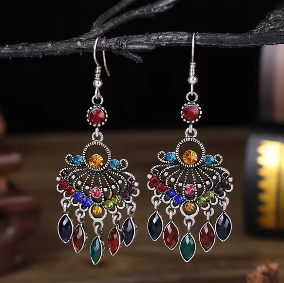 Bohemian Colorful Crystal Dangle Earrings