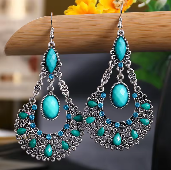 Ethnic Boho Bead Crystal Earrings