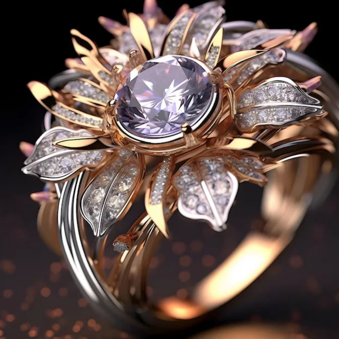 Exotic Violet Blossom Ring