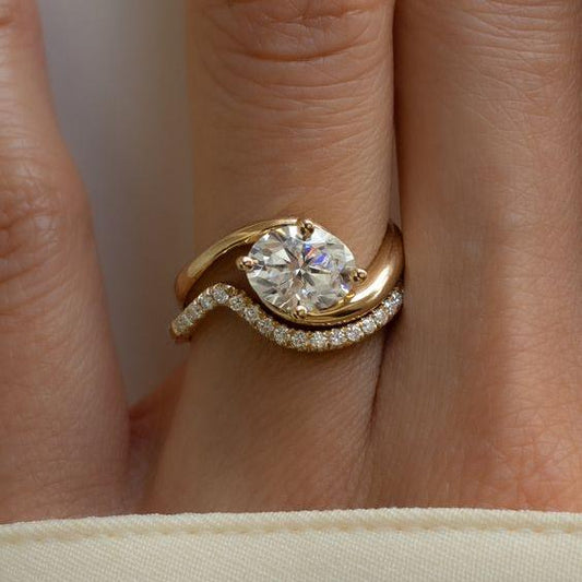 Vintage Wavy Zirconia Ring Set