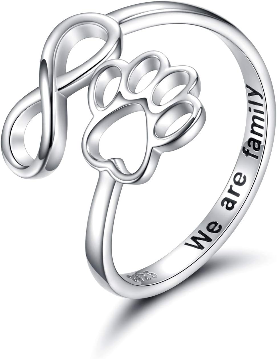 Handcrafted Paw & Heart Ring – Adjustable 925 Sterling Silver