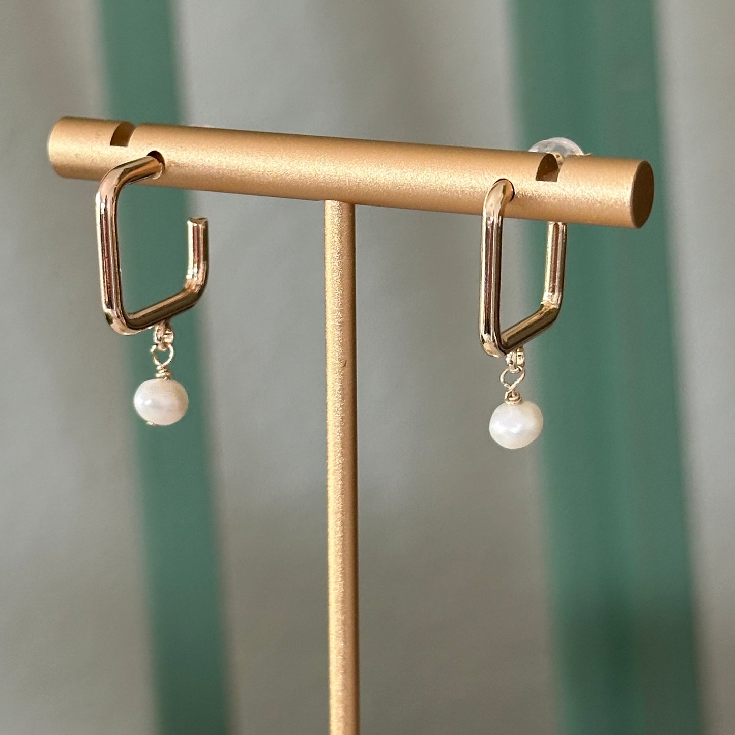 Dalila Square Hoop Pearl Earrings