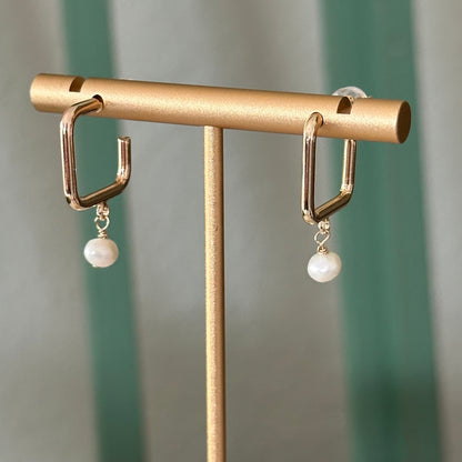 Dalila Square Hoop Pearl Earrings