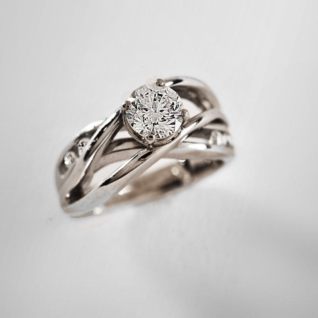Vintage Layer Silver Zirconia Ring