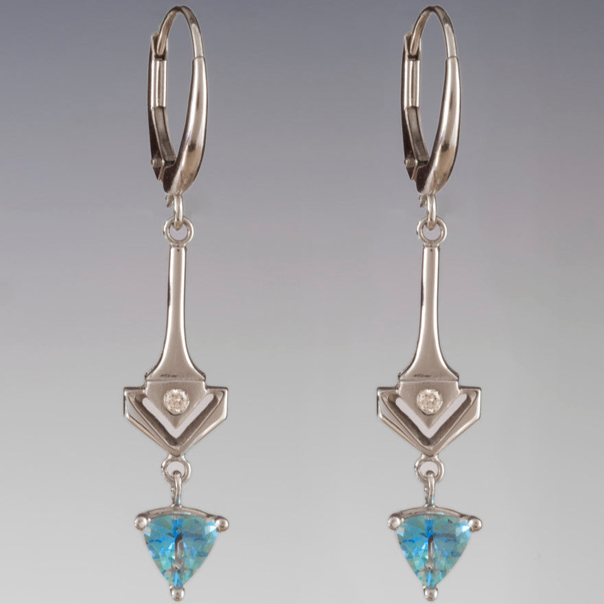 Vintage Blue Zirconia Arrow Earrings
