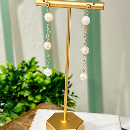 Three Wishes Pearl Dangle Earrings