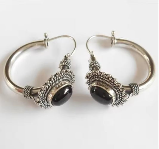 Vintage Black Stone Earrings