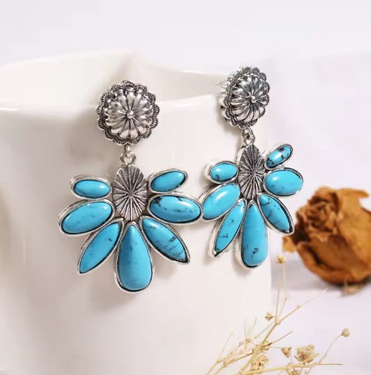 Vintage Blue Majestic Tribal Earrings