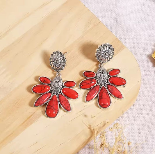 Vintage Red Majestic Tribal Earrings