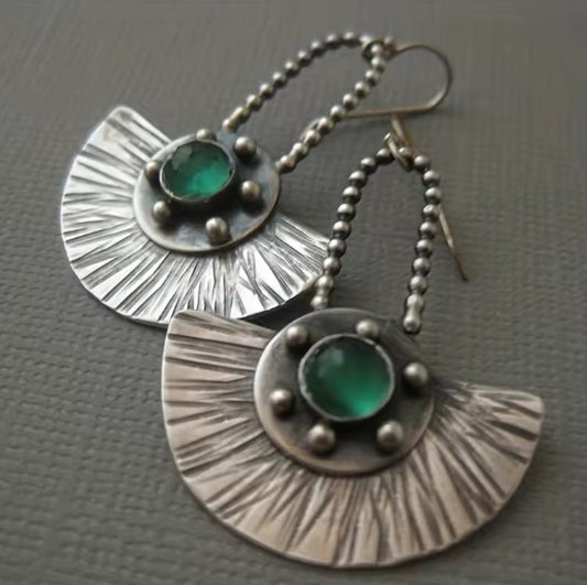 Vintage Green Crystal Classic Earrings
