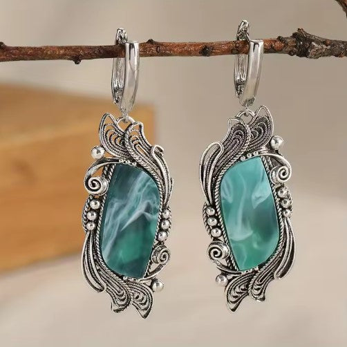 Elegant Blue Square Earrings