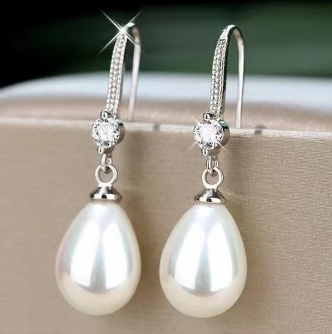 Silver Pearls Drop Earrings