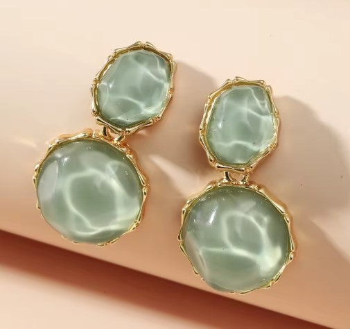 Vintage Green Stone Earrings