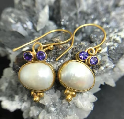 Classic Oval White Stone Earrings