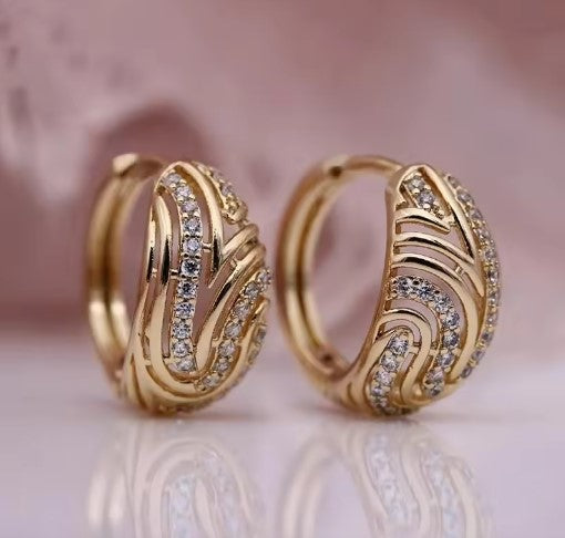 Elegant Gold Hollow White Hoop Earrings
