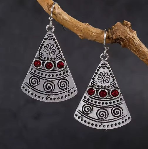 Vintage Ethnic Style Red Stone Earrings