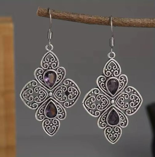 Classical Flower Charm Hollow Silver Earrings