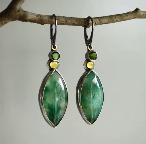 Vintage Metal Leaf Dangle Earrings
