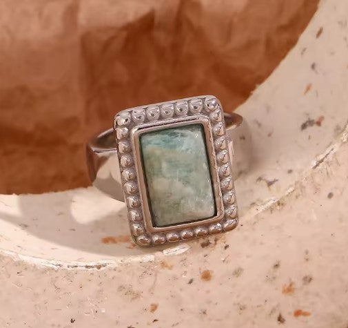 Natural Green Gemstone Ring