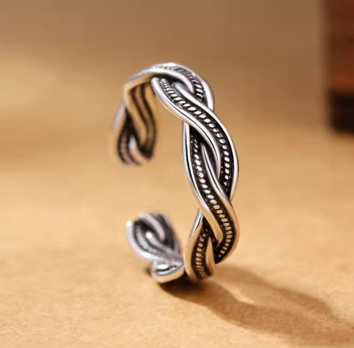 Vintage  Silver Weave Adjustable Ring