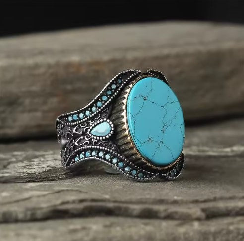 Vintage Blue Stone Silver Ring
