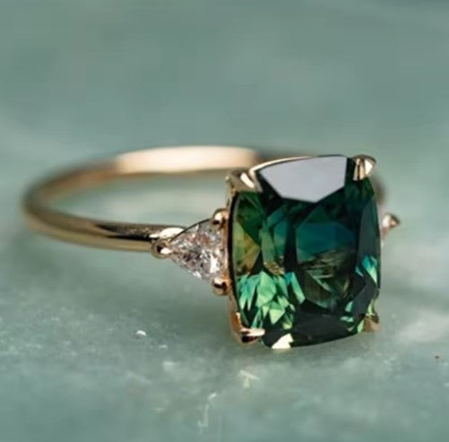 Vintage Square Green Zircon Ring