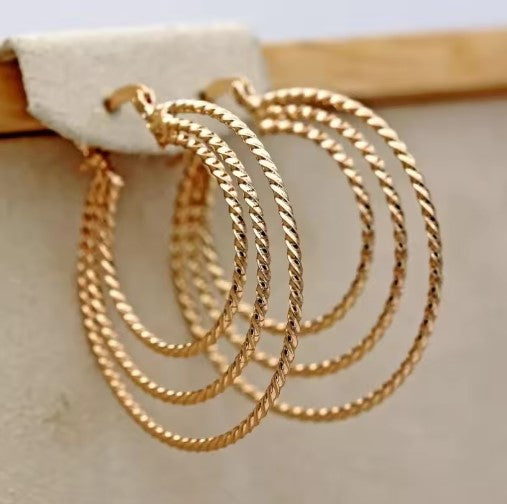 Vintage Cross Round Gold Color Earrings