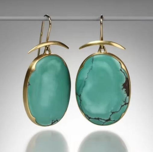 Vintage Green Stone Dangle Earrings