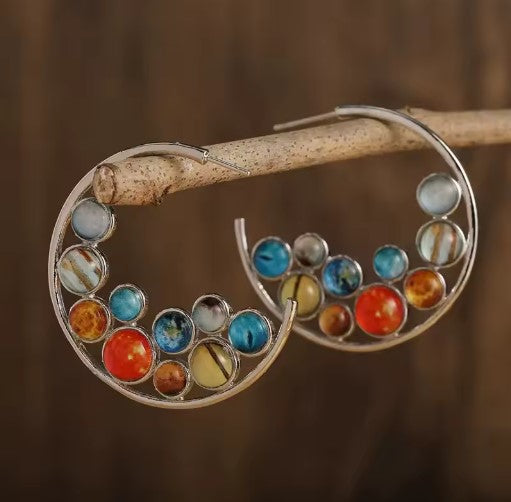 Vintage Unique Planet Design Hoop Earring