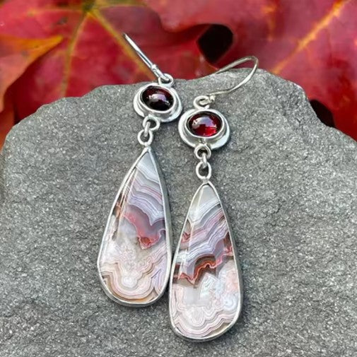 Vintage Red Oval Stone Earrings