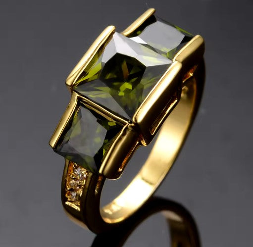 Vintage Charm Olive Green Stone Ring