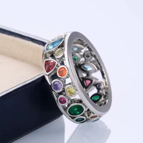 Vintage Colorful Crystal Promise Ring