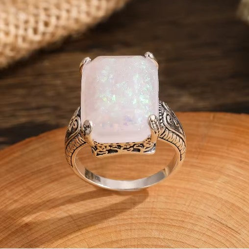 Vintage Square Opal Stone Ring
