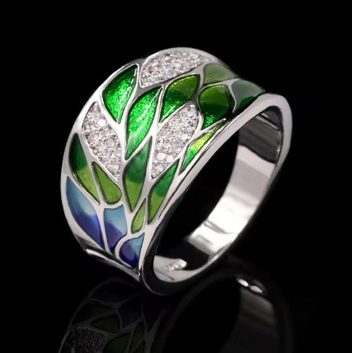 Vintage Dazzling Silver Color Leaf Ring