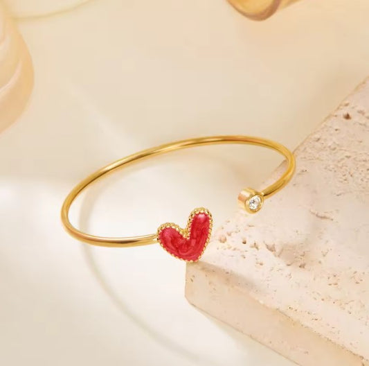 Exquisite Red Heart Crystal Zircon Bracelet
