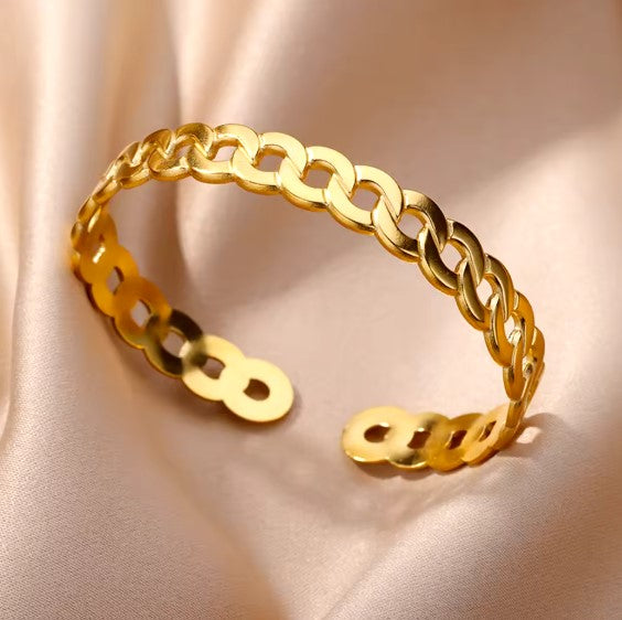 Vintage Wide Bangle Chain Bracelet