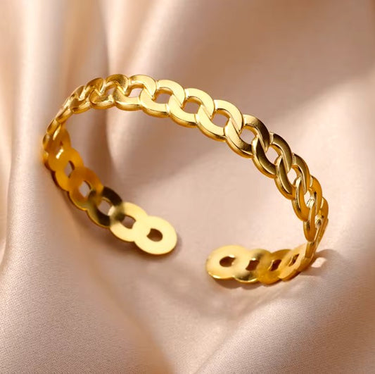 Vintage Wide Bangle Chain Bracelet