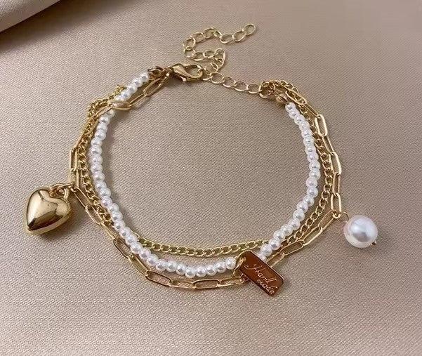 Vintage Charm Double Layer Pearl Bracelet