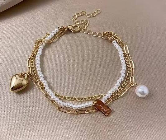 Vintage Charm Double Layer Pearl Bracelet