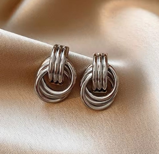Vintage Twisted Multi-layer Knotted Silver Earrings